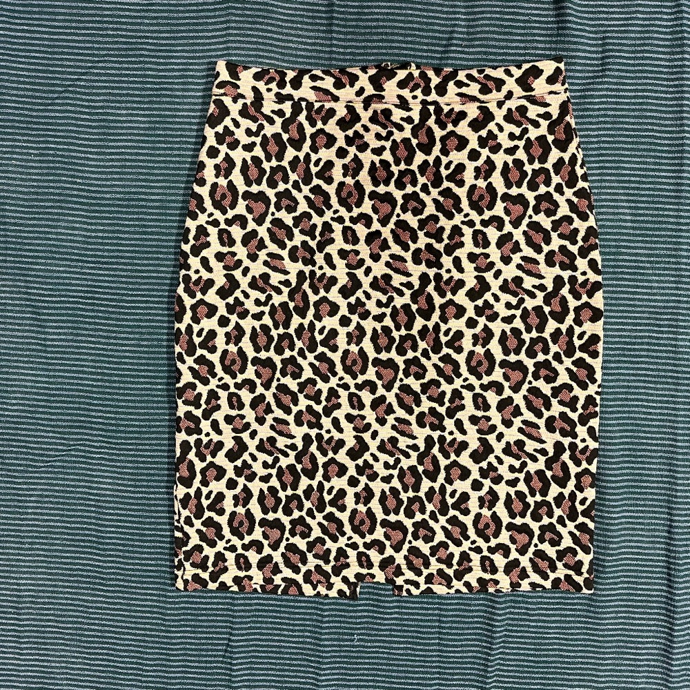 Anthropologie Maeve Leopard Print Zipper Skirt Size M